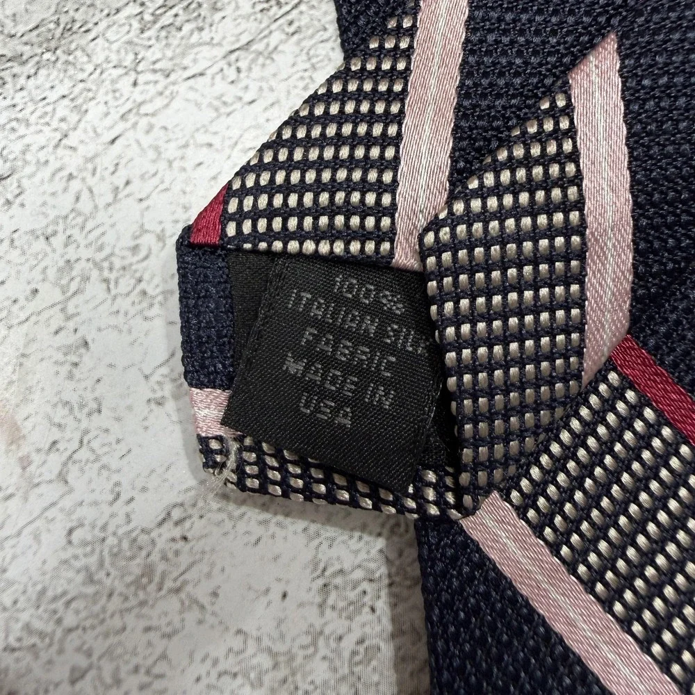 Express Silk Tie Mens One Size Black Striped 100% Silk Made‎ In USA Necktie